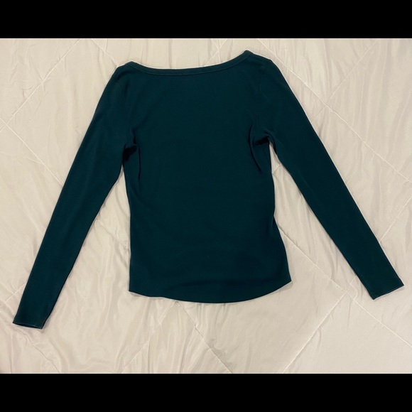 OLD NAVY dark teal long sleeve quarter button blouse - Picture 2 of 3
